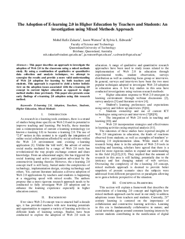 (PDF) The Adoption of e-Learning 2.0 in Higher Education by Teachers ...