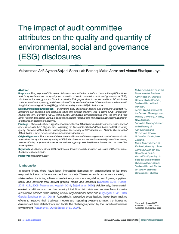 (PDF) The impact of audit committee attributes on the quality and ...