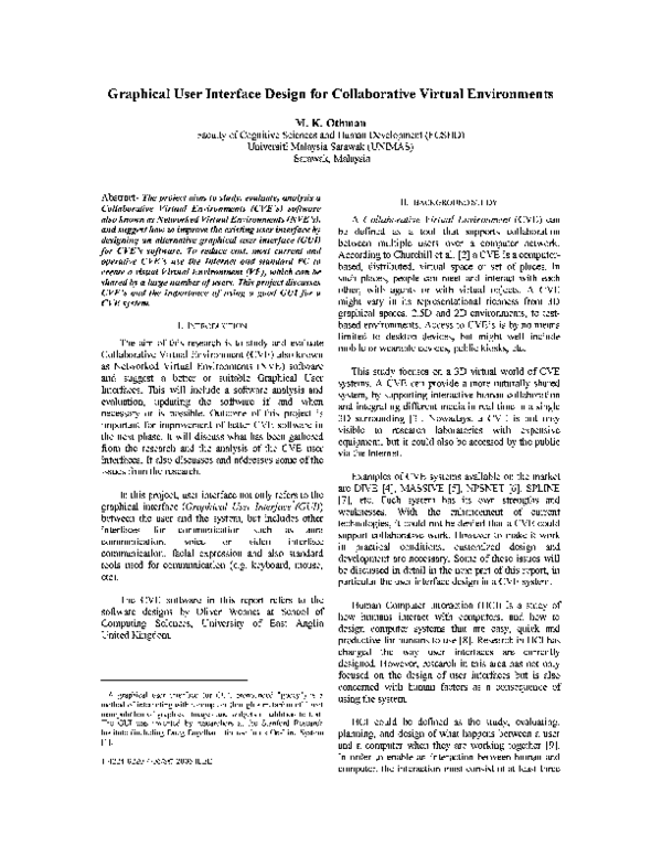 (PDF) Graphical user interface design for Collaborative Virtual ...