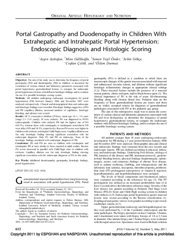 (PDF) Portal Gastropathy and Duodenopathy in Children With Extrahepatic