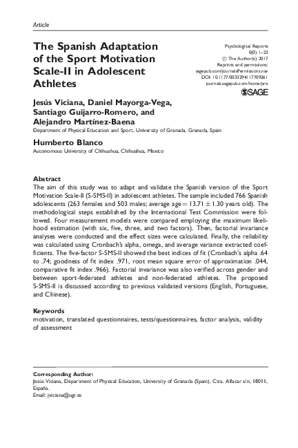 (PDF) The Spanish Adaptation of the Sport Motivation Scale-II in ...