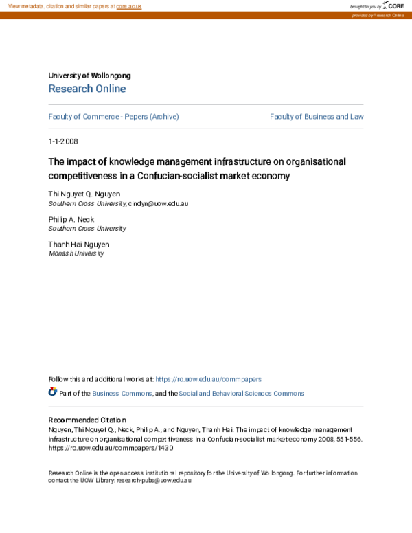 (PDF) The impact of knowledge management infrastructure on ...