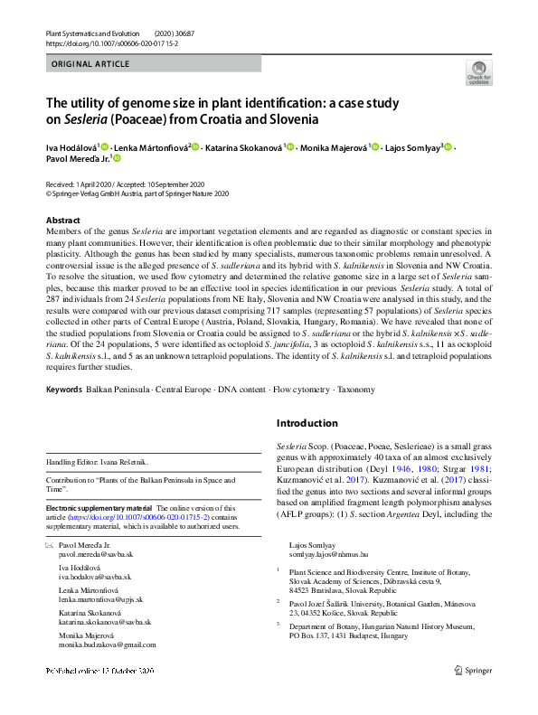 (PDF) The utility of genome size in plant identification: a case study ...