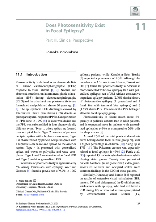 (PDF) Does Photosensitivity Exist in Focal Epilepsy?
