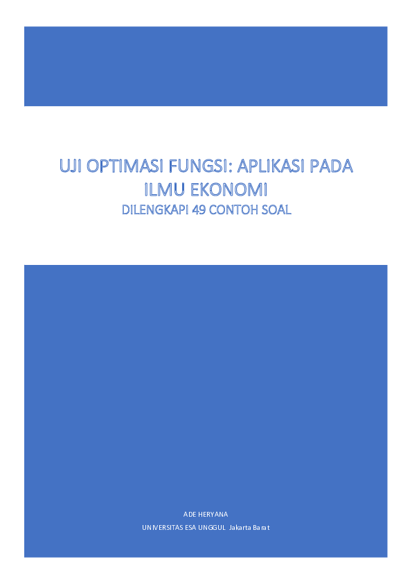 (PDF) UJI OPTIMASI FUNGSI: APLIKASI PADA ILMU EKONOMI | Ade Heryana ...