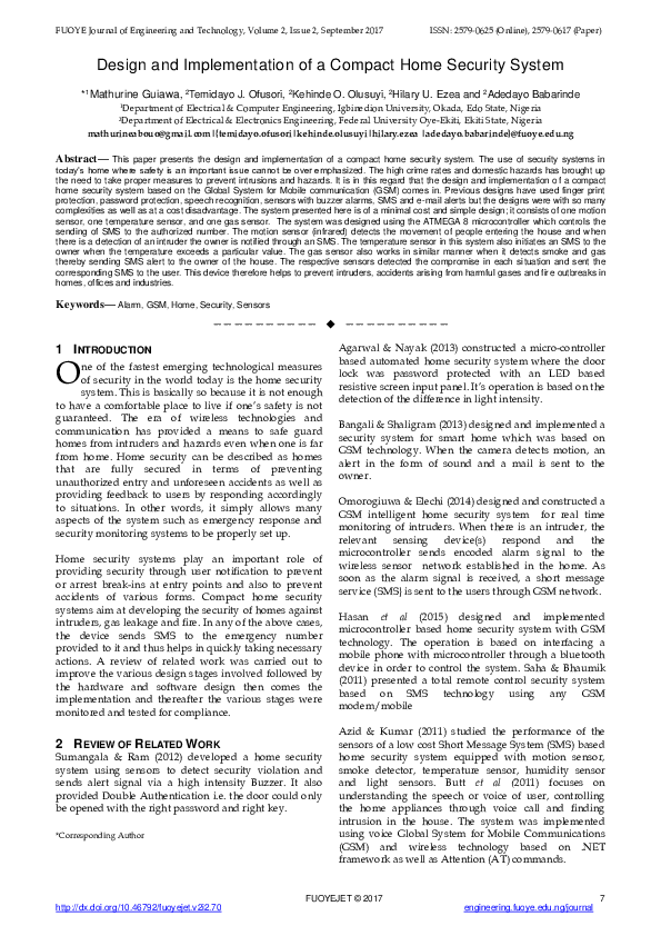 (PDF) Design and Implementation of a Compact Home Security System Hilary Ezea Academia.edu