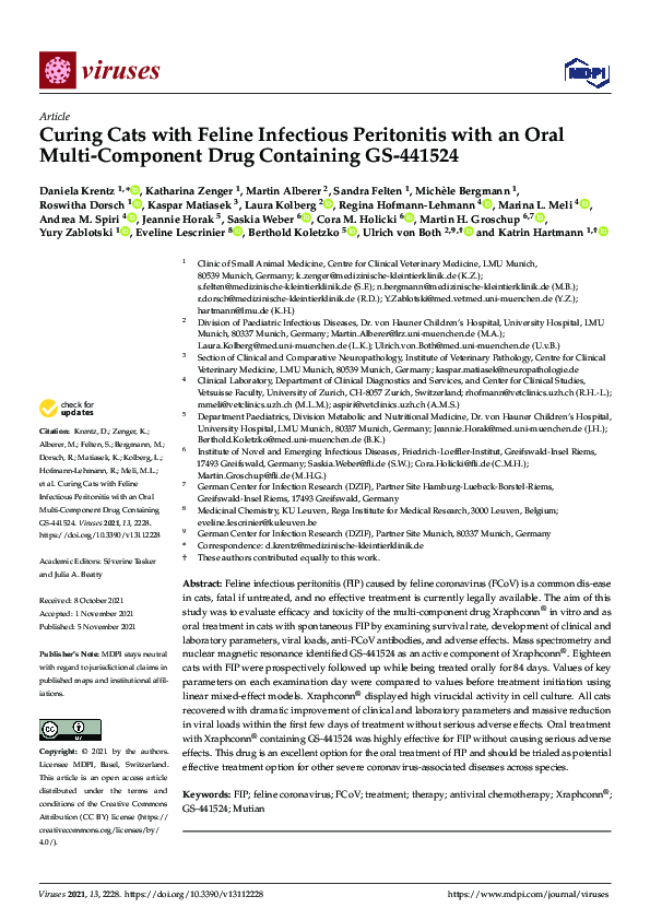 (PDF) Curing Cats with Feline Infectious Peritonitis with an Oral Multi