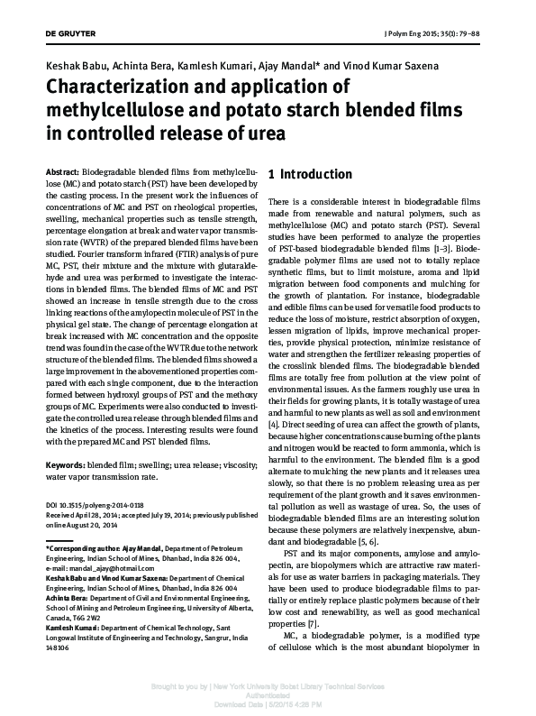 (PDF) Characterization and application of methylcellulose and potato ...