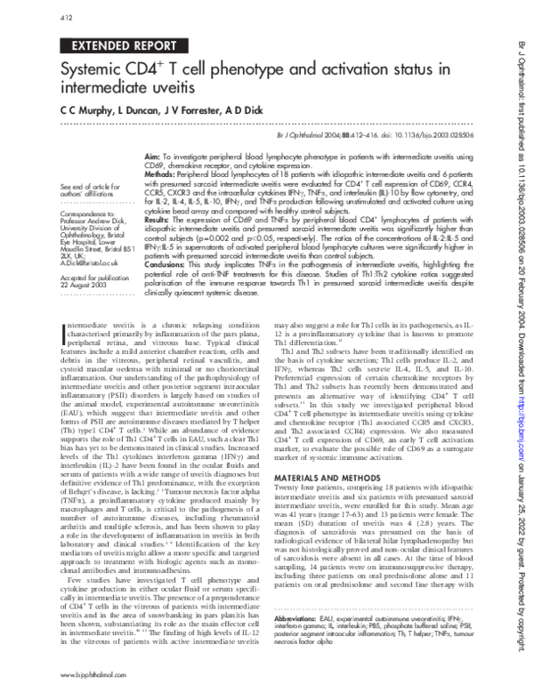 (PDF) Systemic CD4+ T cell phenotype and activation status in ...