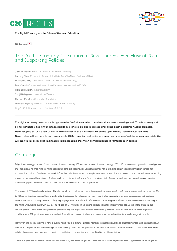 (PDF) The Digital Economy for Economic Development: Free Flow of Data ...