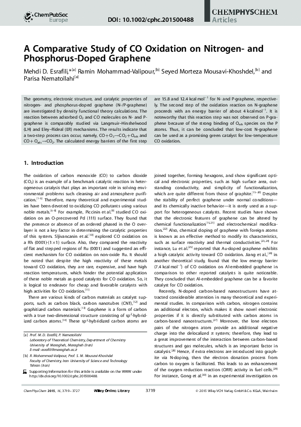 (PDF) A Comparative Study of CO Oxidation on Nitrogen- and Phosphorus ...