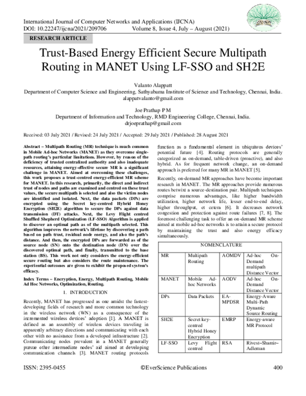 (PDF) Trust-Based Energy Efficient Secure Multipath Routing in MANET ...