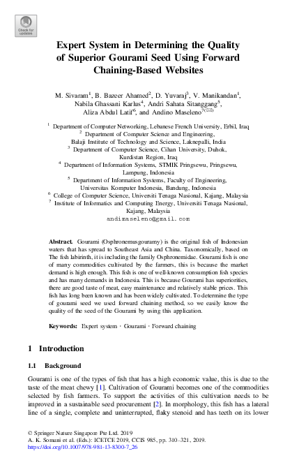 (PDF) Expert System in Determining the Quality of Superior Gourami Seed ...