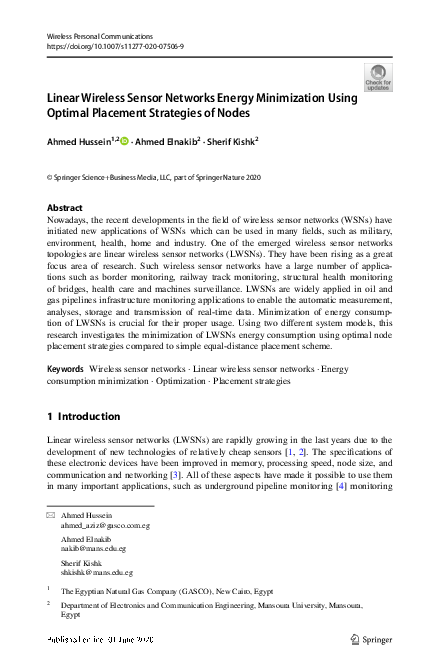 (PDF) Linear Wireless Sensor Networks Energy Minimization Using Optimal ...