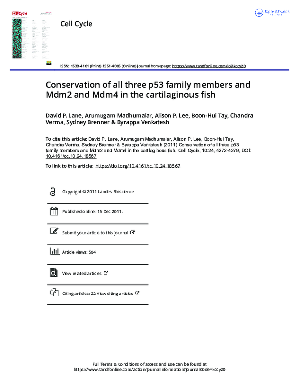 (PDF) Conservation of all three p53 family members and Mdm2 and Mdm4 in ...
