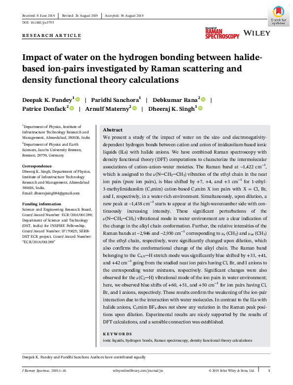 (PDF) Impact of water on the hydrogen bonding between halide‐based ion ...