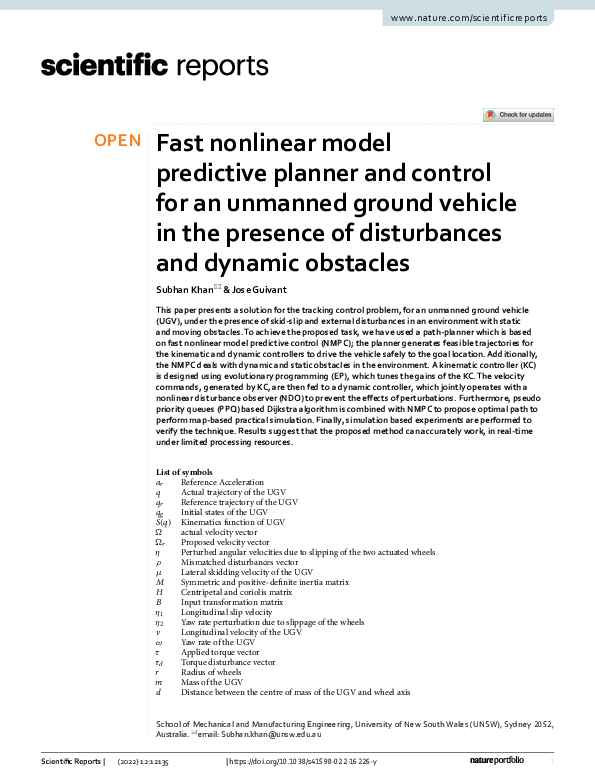(PDF) Fast nonlinear model predictive planner and control for an ...