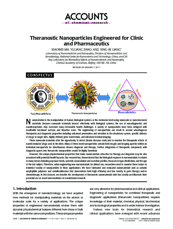 (PDF) Theranostic Nanoparticles Engineered for Clinic and Pharmaceutics
