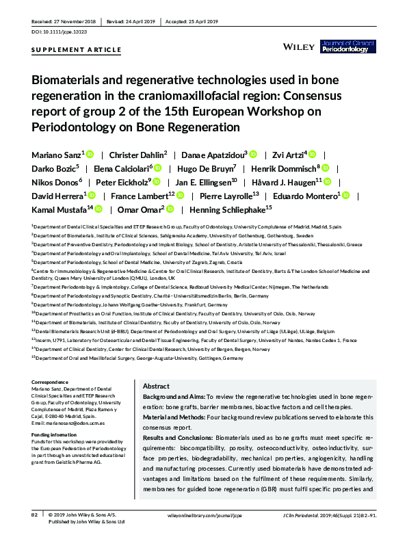 (PDF) Biomaterials and regenerative technologies used in bone ...