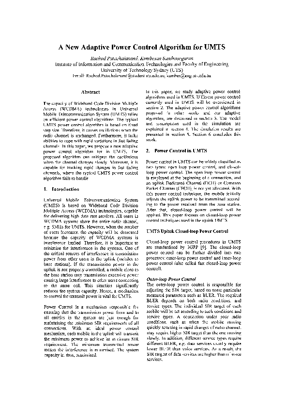 (PDF) A New Adaptive Power Control Algorithm for UMTS