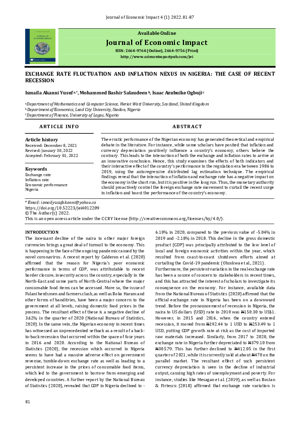 (PDF) Exchange Rate Fluctuation and Inflation Nexus in Nigeria: The ...