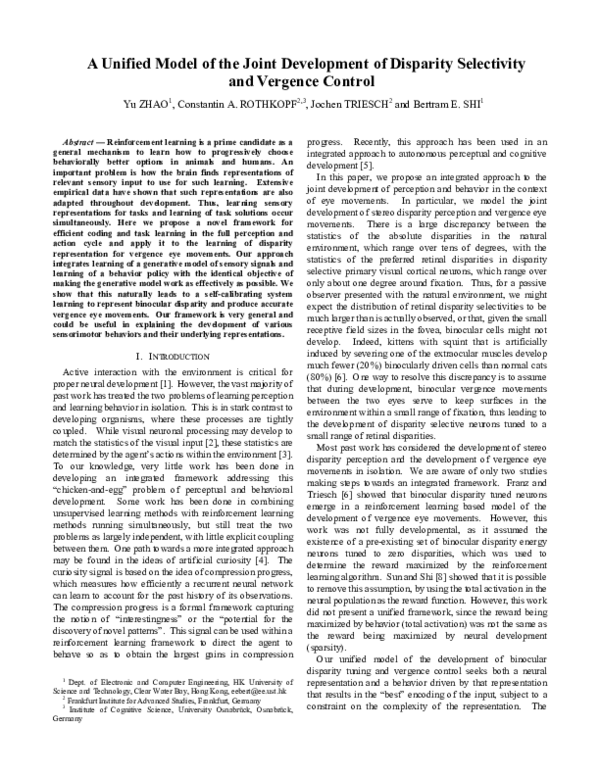 (PDF) A unified model of joint development of disparity selectivity and ...