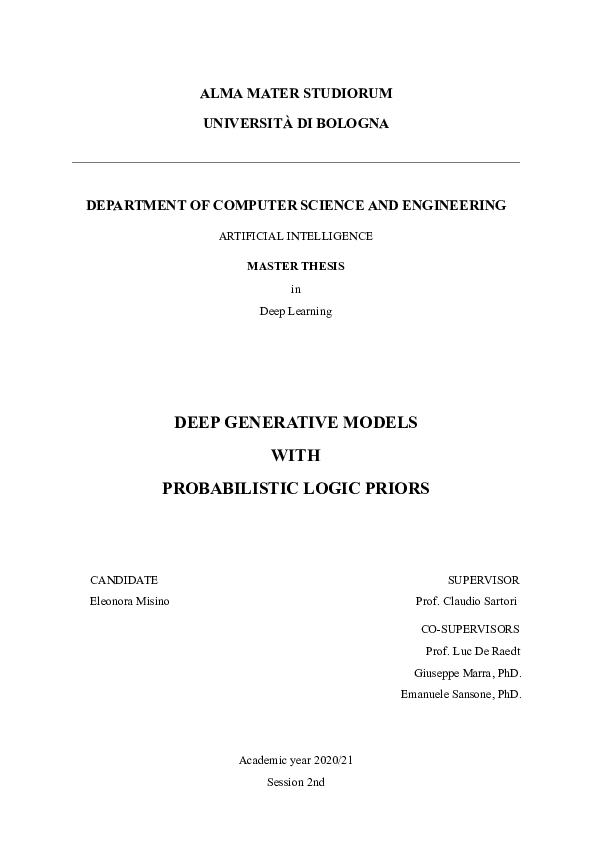 (PDF) Deep Generative Models with Probabilistic Logic Priors