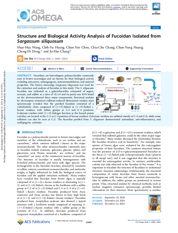 (PDF) Structure and Biological Activity Analysis of Fucoidan Isolated ...