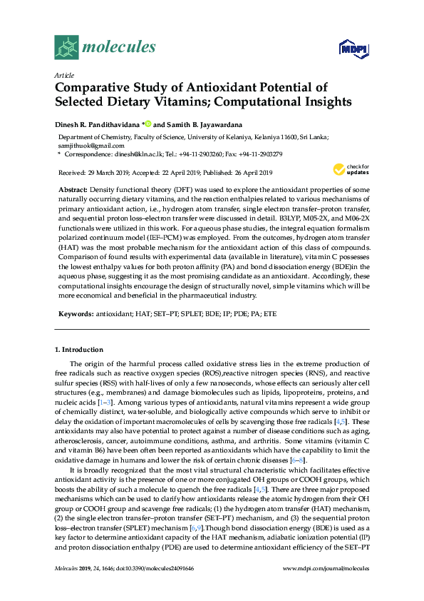 (PDF) A comparative study of antioxidant potential of commonly used