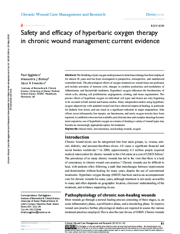 (PDF) Safety and efficacy of hyperbaric oxygen therapy in chronic wound ...