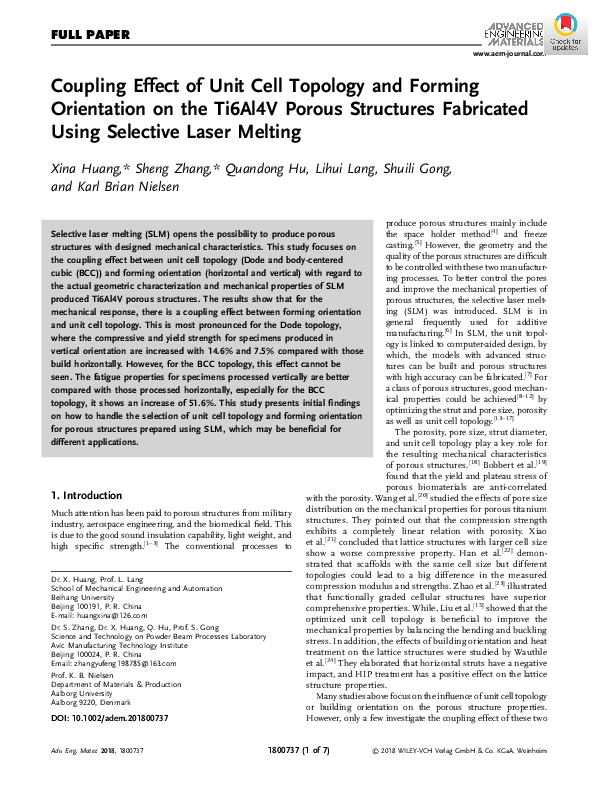 (PDF) Coupling Effect of Unit Cell Topology and Forming Orientation on ...