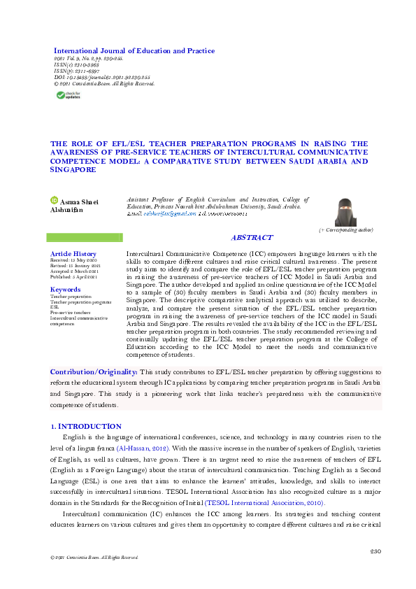 (PDF) The Role of EFL/ESL Teacher Preparation Programs in Raising the ...