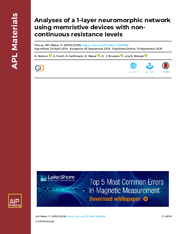 (PDF) Analyses of a 1-layer neuromorphic network using memristive ...