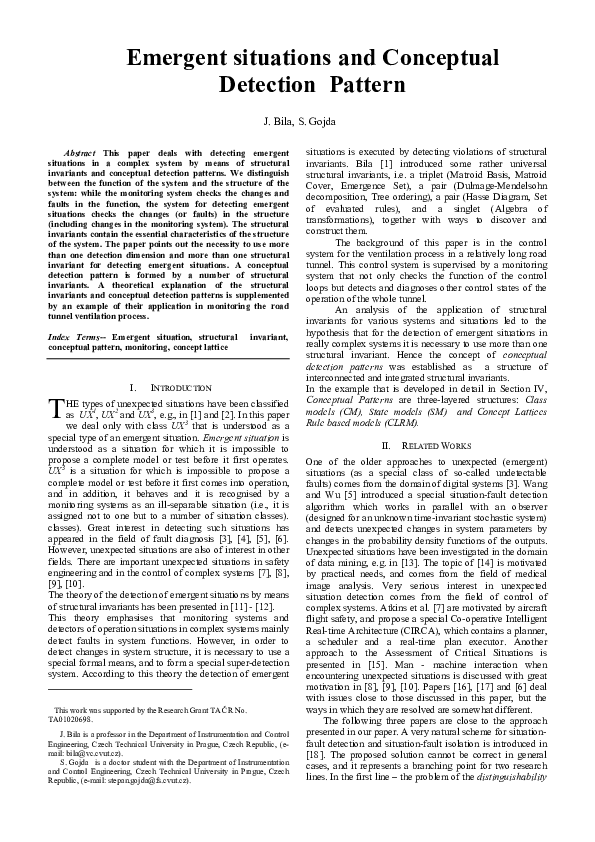 (PDF) T Emergent situations and Conceptual Detection Pattern