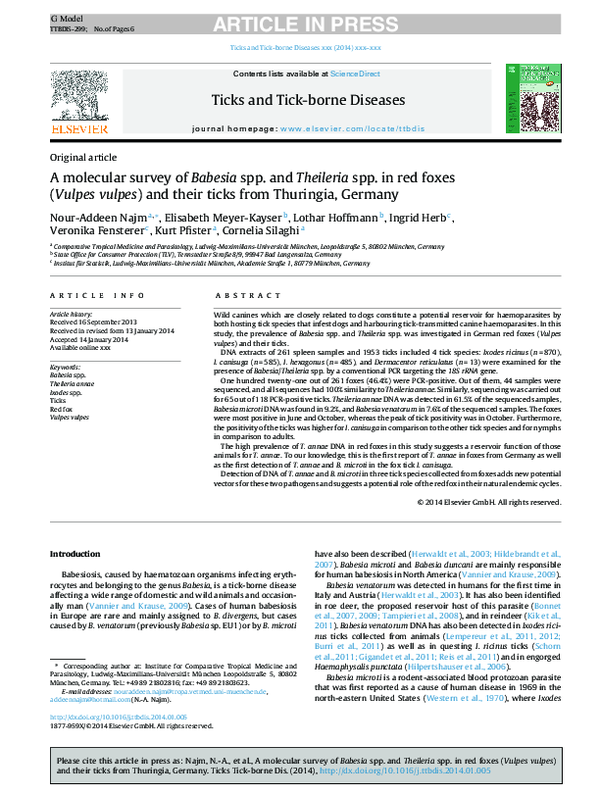 (PDF) A molecular survey of Babesia spp. and Theileria spp. in red ...