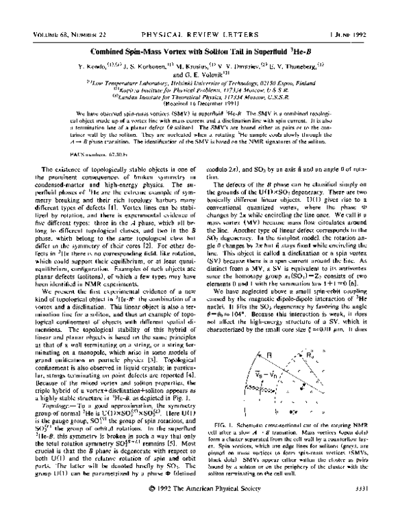 (PDF) Combined spin-mass vortex with soliton tail in superfluidB3