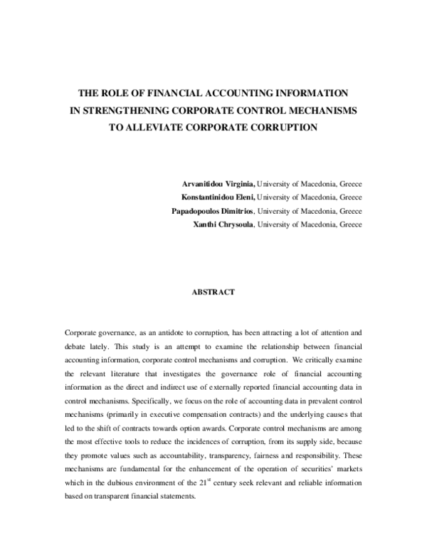 (PDF) The Role of Financial Accounting Information in Strengthening ...