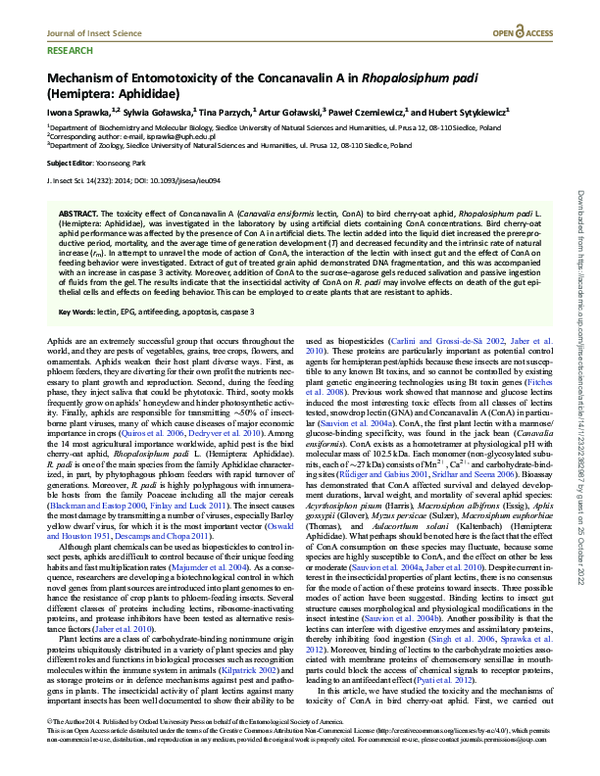 (PDF) Mechanism of entomotoxicity of the Concanavalin A in ...