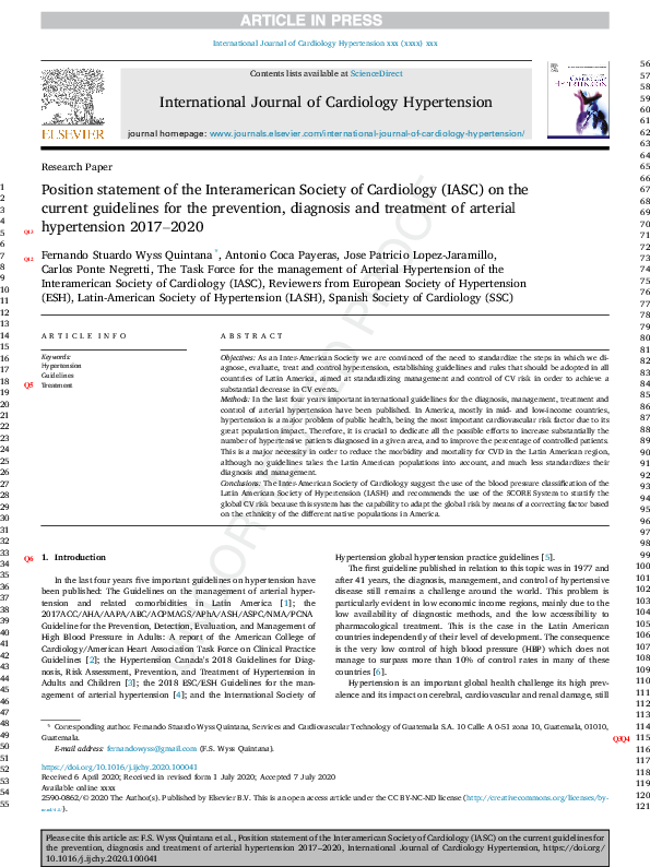 (PDF) Position statement of the Interamerican Society of Cardiology ...