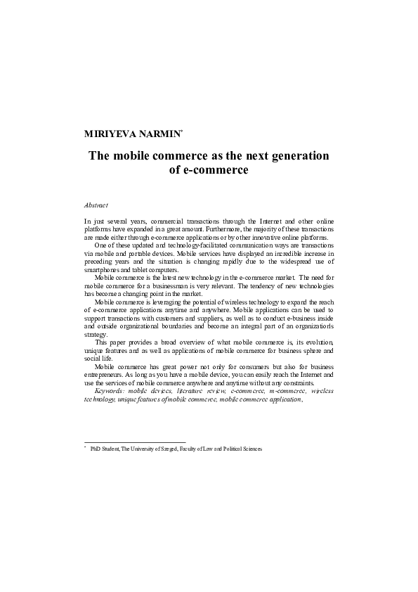(PDF) The mobile commerce as the next generation of e-commerce