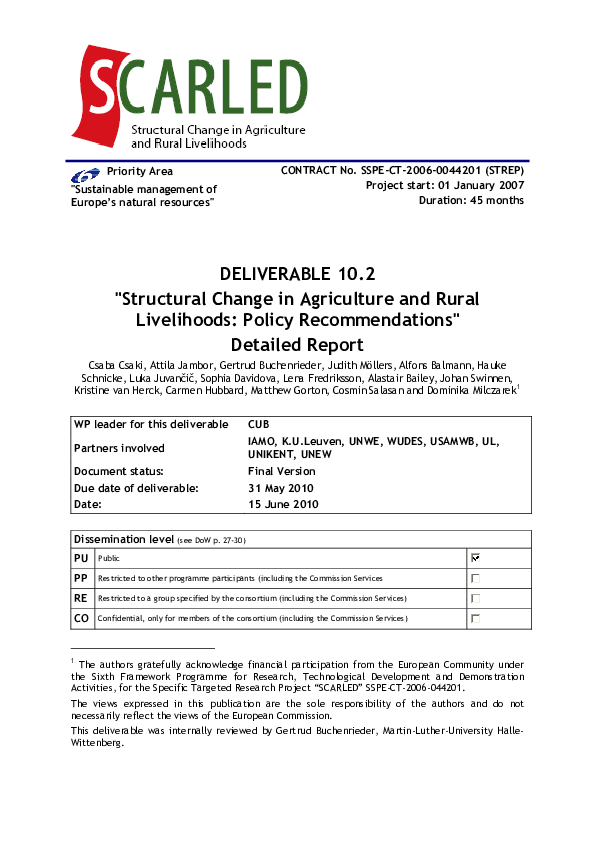 (PDF) Structural Change in Agriculture and Rural Livelihoods : Policy ...