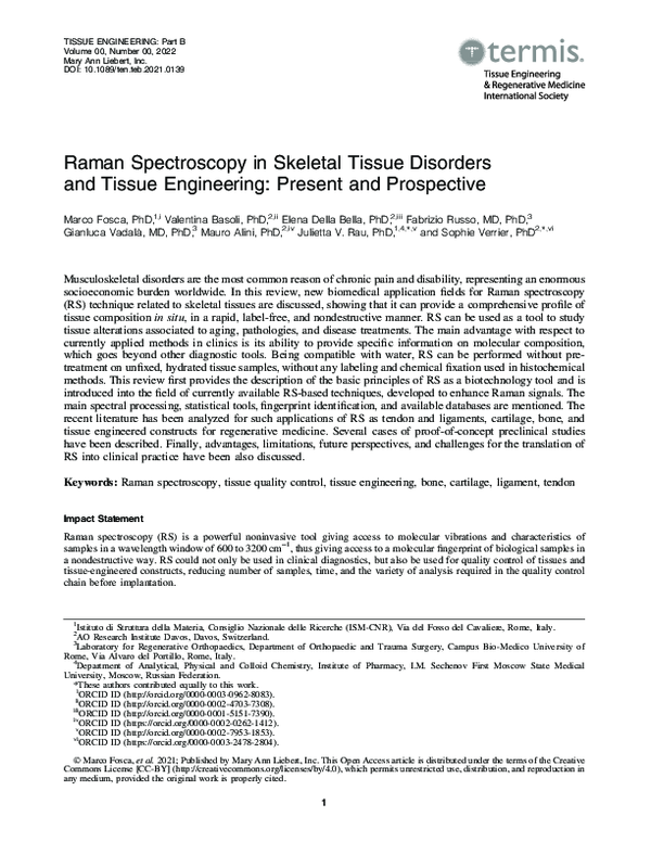 (PDF) Raman Spectroscopy in Skeletal Tissue Disorders and Tissue ...