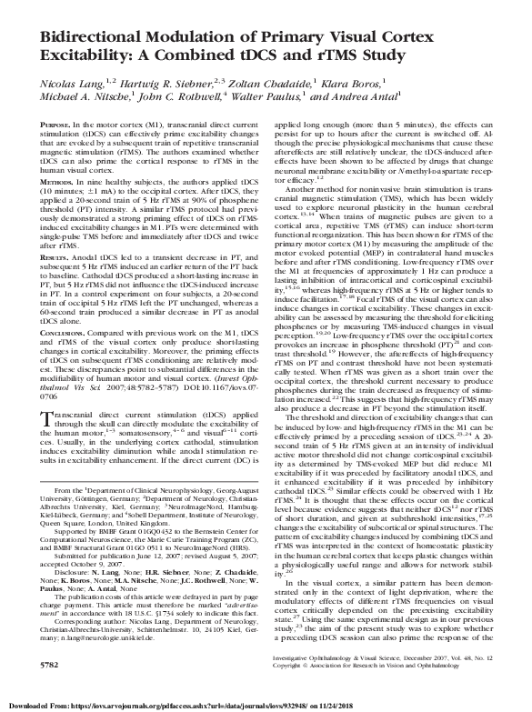 (PDF) Bidirectional Modulation of Primary Visual Cortex Excitability: A ...