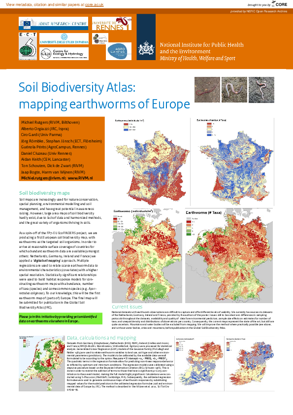 (PDF) Soil biodiversity atlas: mapping earthworms of Europe