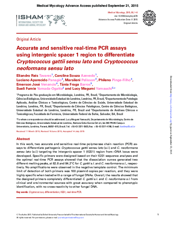 (PDF) Accurate and sensitive real-time PCR assays using intergenic ...