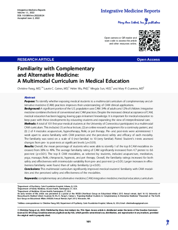 (PDF) Familiarity with Complementary and Alternative Medicine: A ...