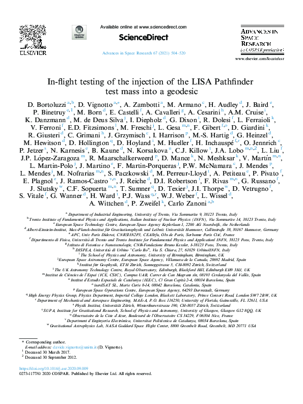(PDF) In-flight testing of the injection of the LISA Pathfinder test ...