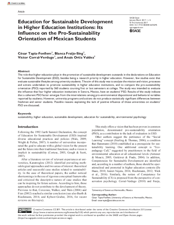 (PDF) Education for Sustainable Development in Higher Education ...