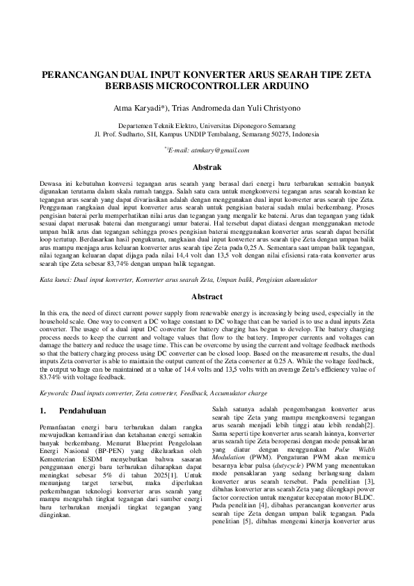 (PDF) Perancangan Dual Input Konverter Arus Searah Tipe Zeta Berbasis