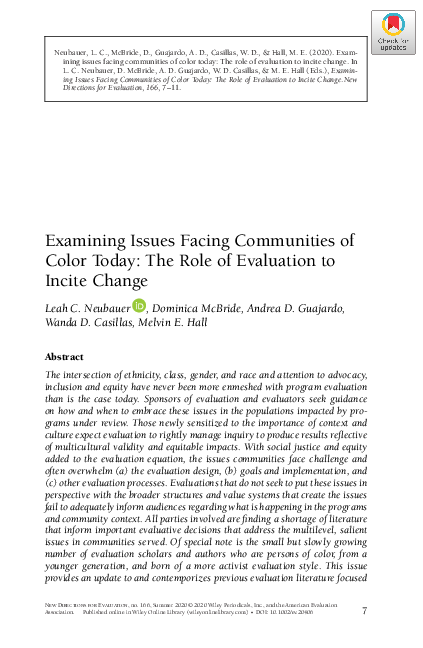 (PDF) Examining Issues Facing Communities of Color Today: The Role of ...